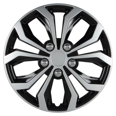 Pilot Black & Silver 14" Spyder Wheel Cover, (Set Of 4) WH553-14S-BSZ